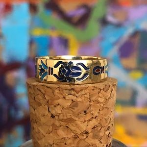 Egyptian enamel gold plated silver 925 ring